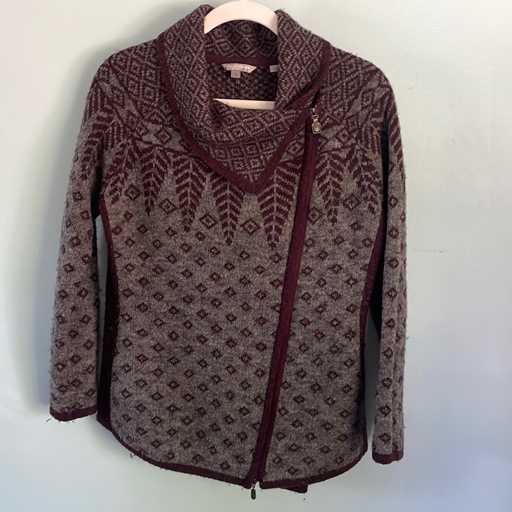 Royal Robbins wool blend asymmetric zip cardigan